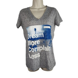 Hybrid Apparel Heather Grey Fitted Graphic T-Shirt Women Size L Short Sleeve